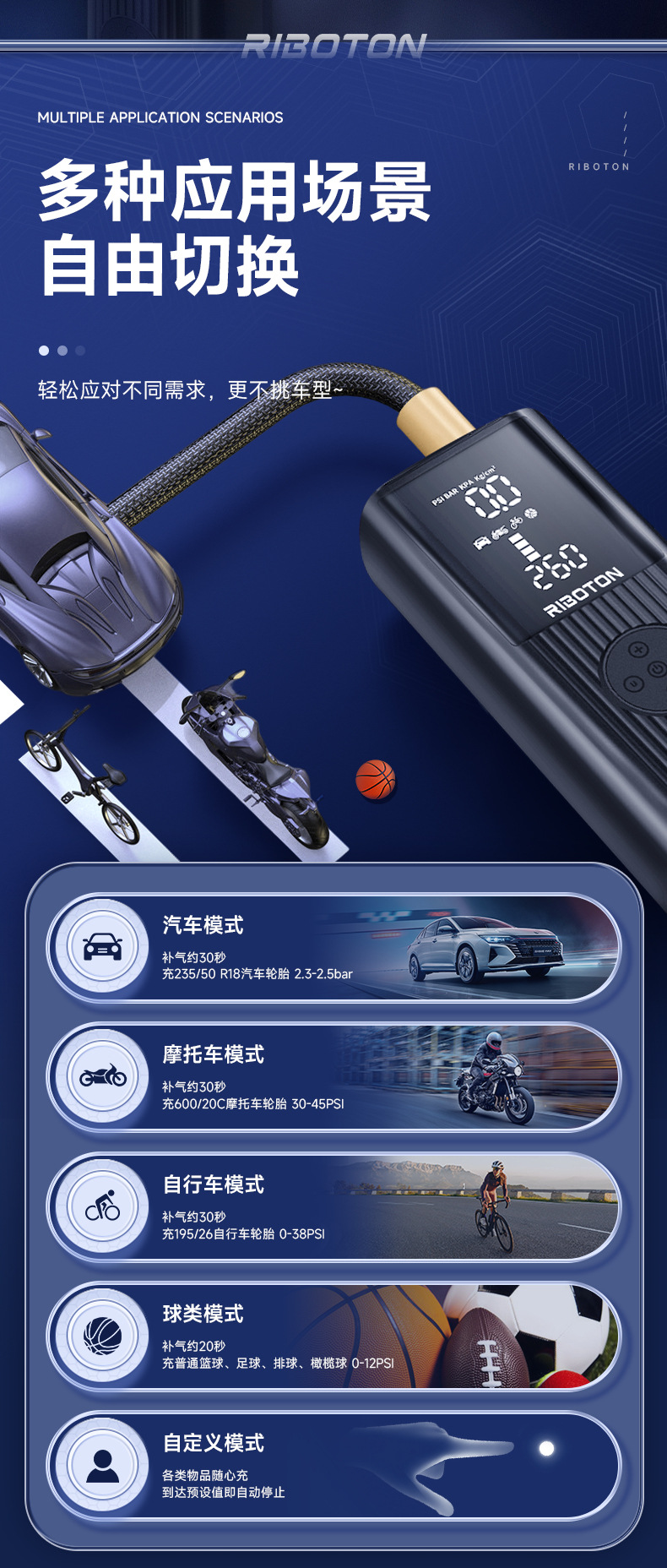 Car-mounted wireless air pump, customized portable multi-functional emergency air pump, tire pump for electric vehicles