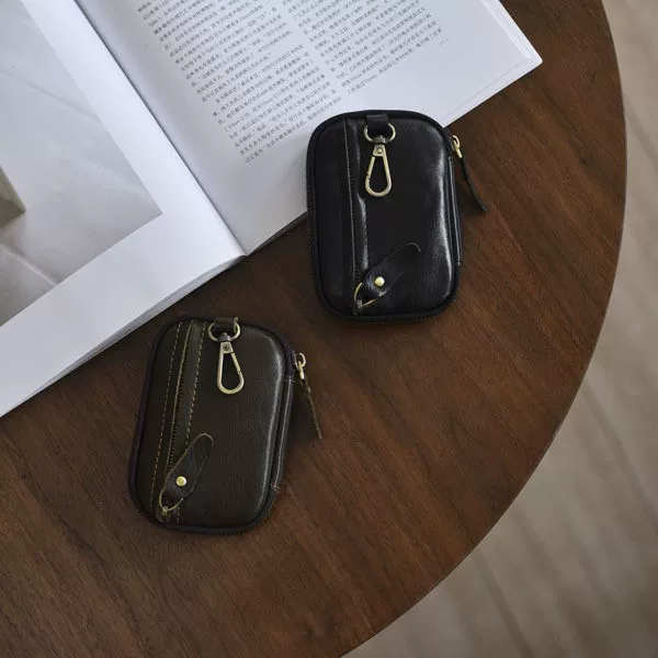 Genuine leather coin purse, multifunctional waist bag, top-layer cowhide mini key bag, small hanging bag, coin and change storage bag
