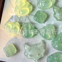 天然岫玉笑佛吊坠女款高冰高透佛公玉石挂件大肚佛狐狸面具项链