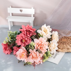 紗霧珊瑚大麗菊INS風仿真花廠家家居裝飾跨境婚慶批發假花MW95003