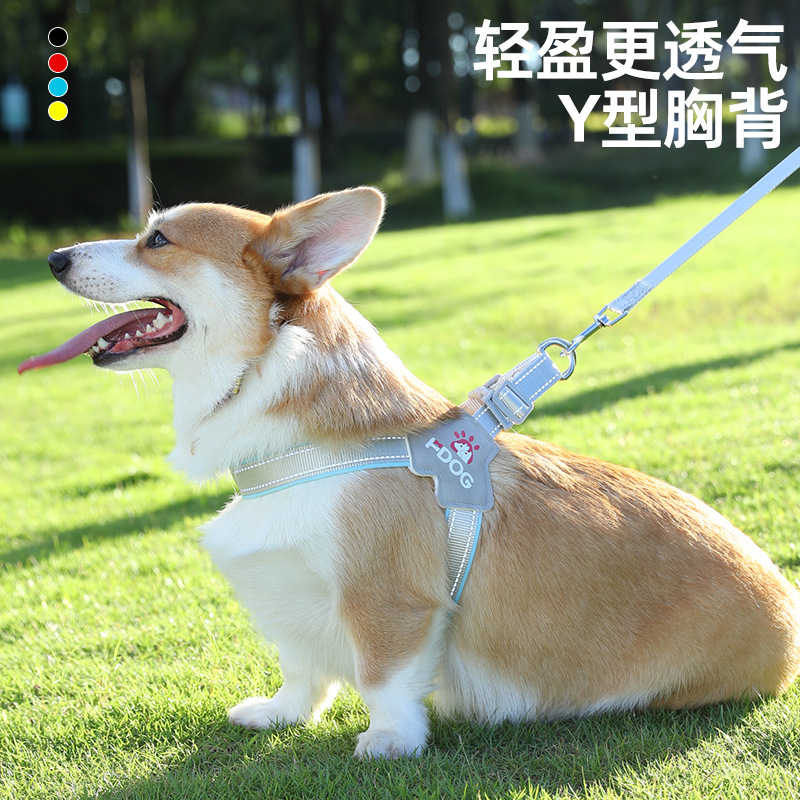 Nuevo cinturón de pecho de mascotas tipo Y para perros con cuerda de tracción de pecho a prueba de explosiones para perros con cuerda de pecho a pie