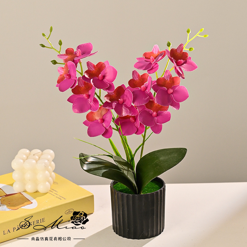 12 flores orquídeas mariposa sensación flor de simulación bonsai decoración del hogar fotografía flores de boda artificiales pequeños adornos verdes artificiales image 9