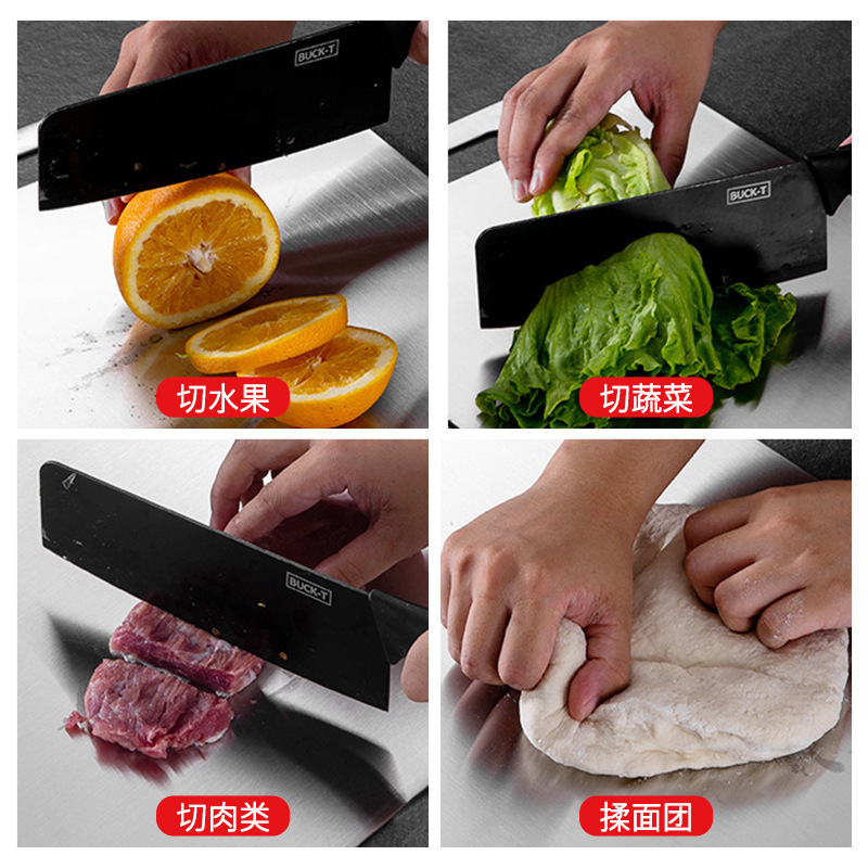 Tablero de cortar de acero inoxidable al por mayor Tablero de cortar cuadrado chino Tablero de cortar de doble cara multifuncional de cocina Tablero de cortar doméstico engrosado