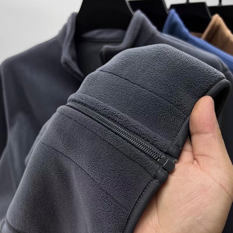 Abbigliamento maschile Maglione cardigan in pile da uomo, maglione da uomo autunno e inverno, spesso, caldo, casual, con colletto alto, sportivo da uomo_voghion.com