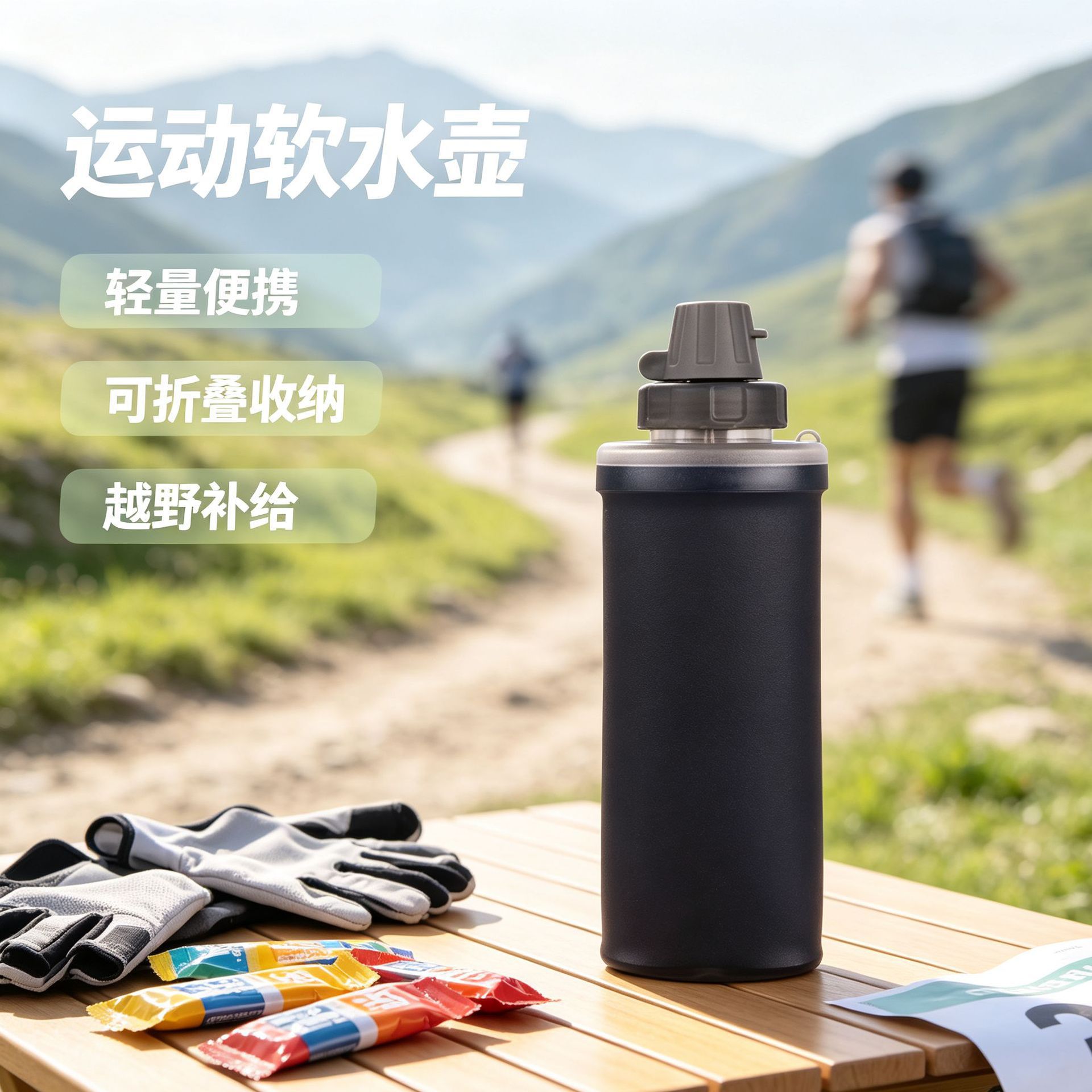Cross-border outdoor large-capacity sports cycling water bottle, portable for hiking and fitness, stylish and foldable soft water bottle