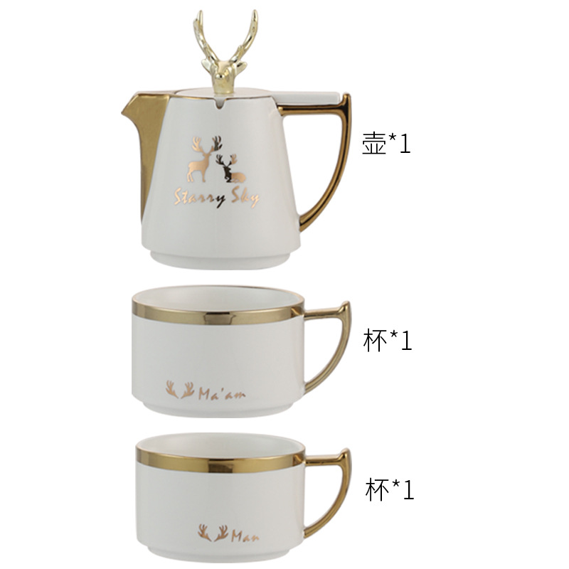 Tetera traje hogar alce taza de té juego de té de cerámica tetera de flores pareja juego de agua traje tarde taza de té taza de café