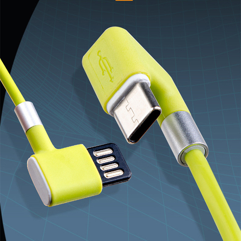 U-Shaped Mobile Game Elbow Charging Cable Is Suitable for Apple iPhone Android Type-C Double-Sided Blind Plug Charging Data Cable