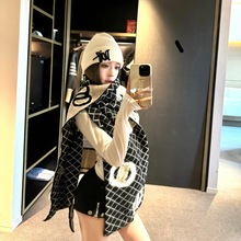 小香秋冬新款双面双色羊毛羊绒围巾披肩韩版保暖长款百搭时尚披肩