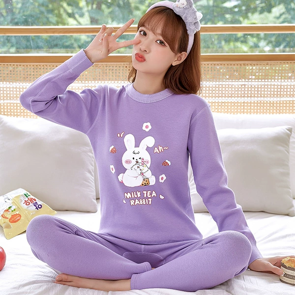 White rabbit round neck light purple
