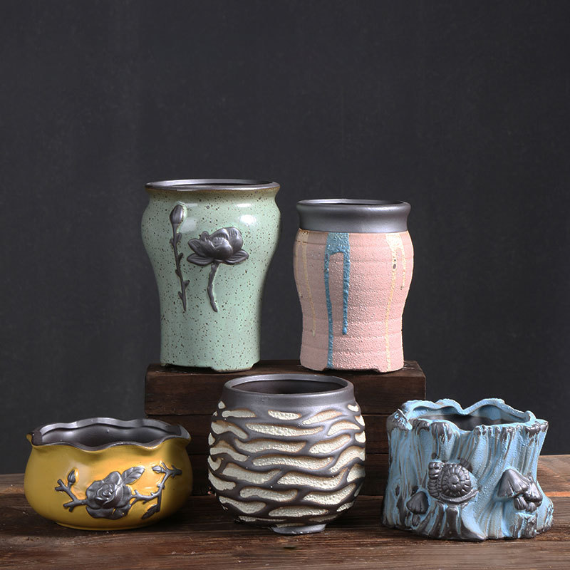 Esmalte de burbujas suculentas maceta hogar directo fábrica carne planta cerámica arcilla especial ollas pequeñas y medianas liquidación al por mayor