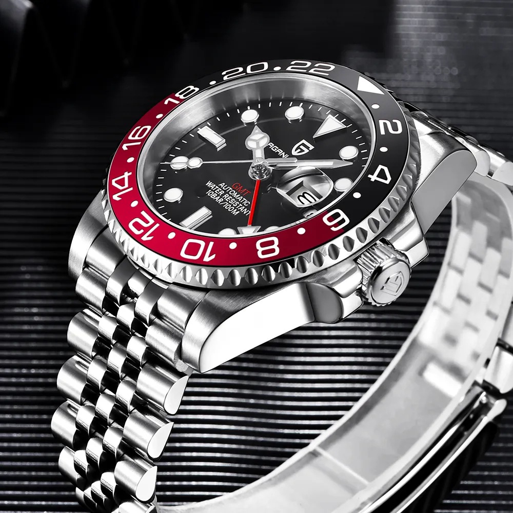 PAGANI bojiani moda reloj mecánico automático para hombre GMT reloj de dos horas calendario luminoso reloj 1662
