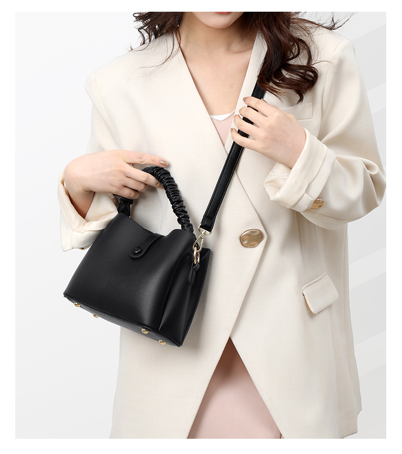 Trendy Bucket Bag Women's Bag Korean Style Shoulder Crossbody Niche Bag Texturized Soft Leather Handbag for Hand Bag_voghion.com
