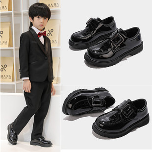 Boys' Leather Shoes Spring & Fall 2025 New Gentleman Style Stage Speech Black Primary School Students Campus Kidsren's Performance Shoes