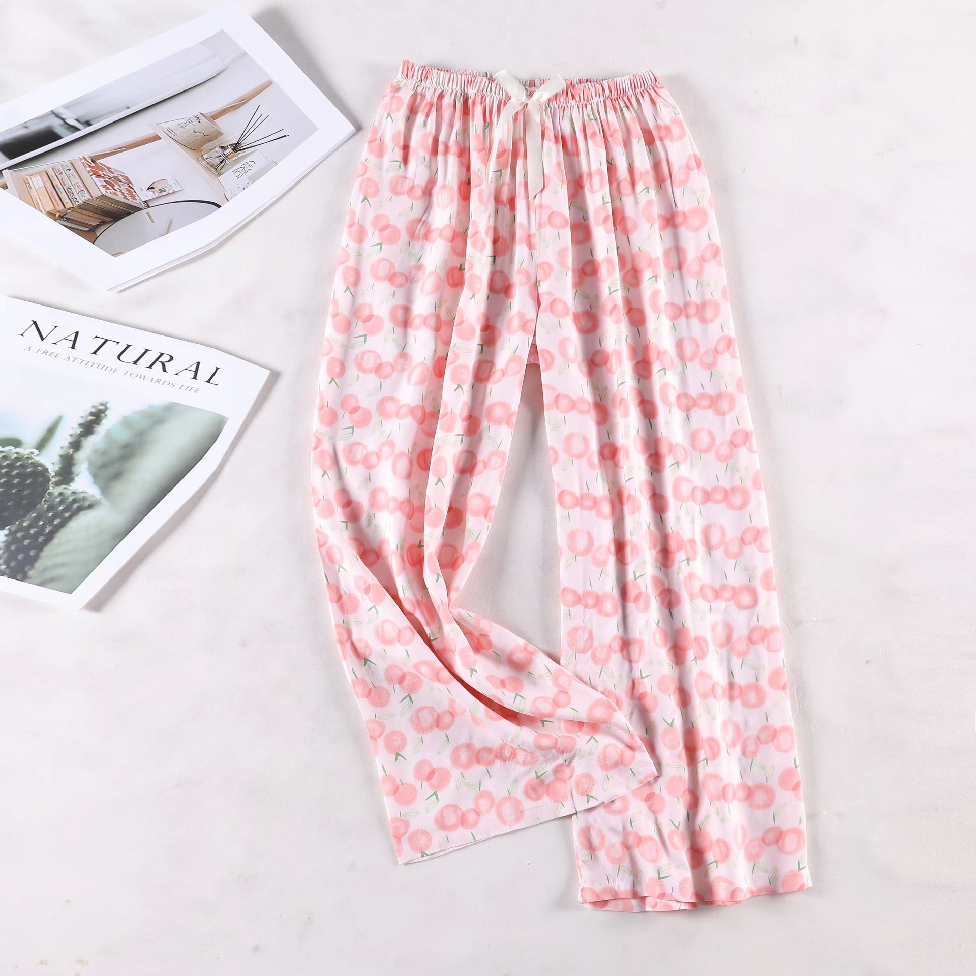 Pantalones de pijama de algodón de verano sueltos para mujeres embarazadas pantalones de piernas anchas colgantes sensación de nueve pantalones para el hogar se pueden usar fuera