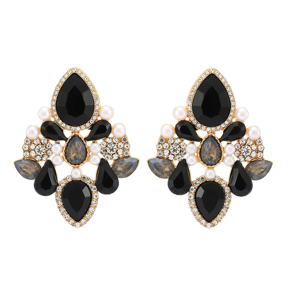 Retro Lady Simple Style Water Droplets Rhinestone Inlay Artificial Gemstones Women's Drop Earrings display picture 6