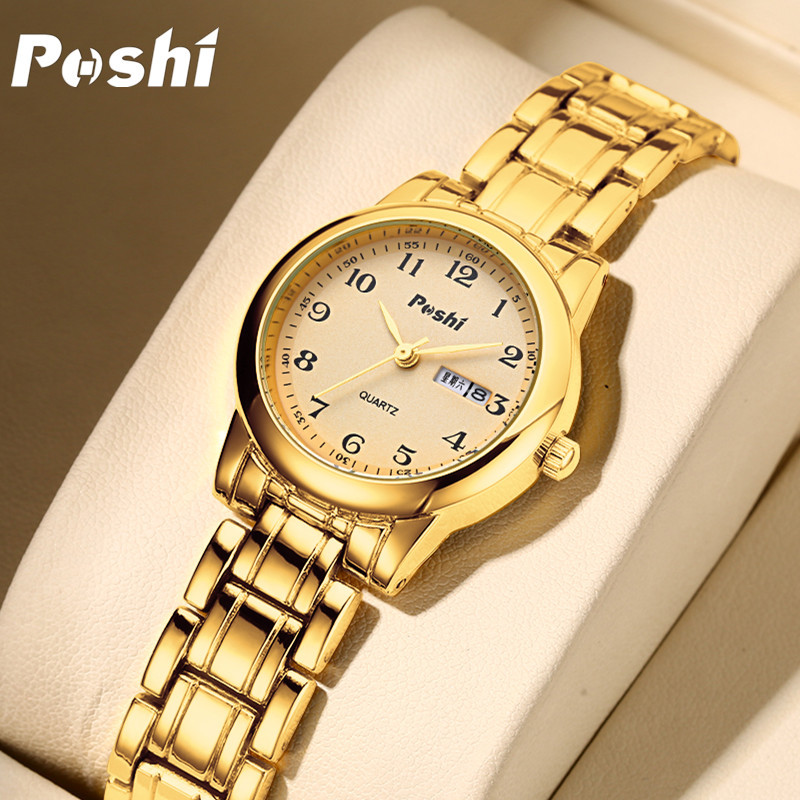 Marca suiza de productos genuinos reloj de movimiento automático reloj de pulsera luminoso impermeable de las mujeres calendario doble reloj de moda incrustado en diamantes