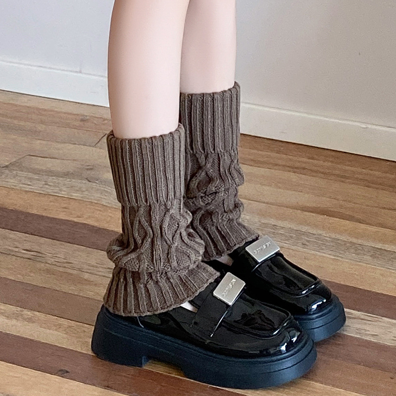 Leg Warmers Cotton Socks Women's Knitted Wool Warm Stacked Socks Mid Length Diamond Shaped Turn Down Socks Autumn And Winter Retro Calf Leg Covers_voghion.com