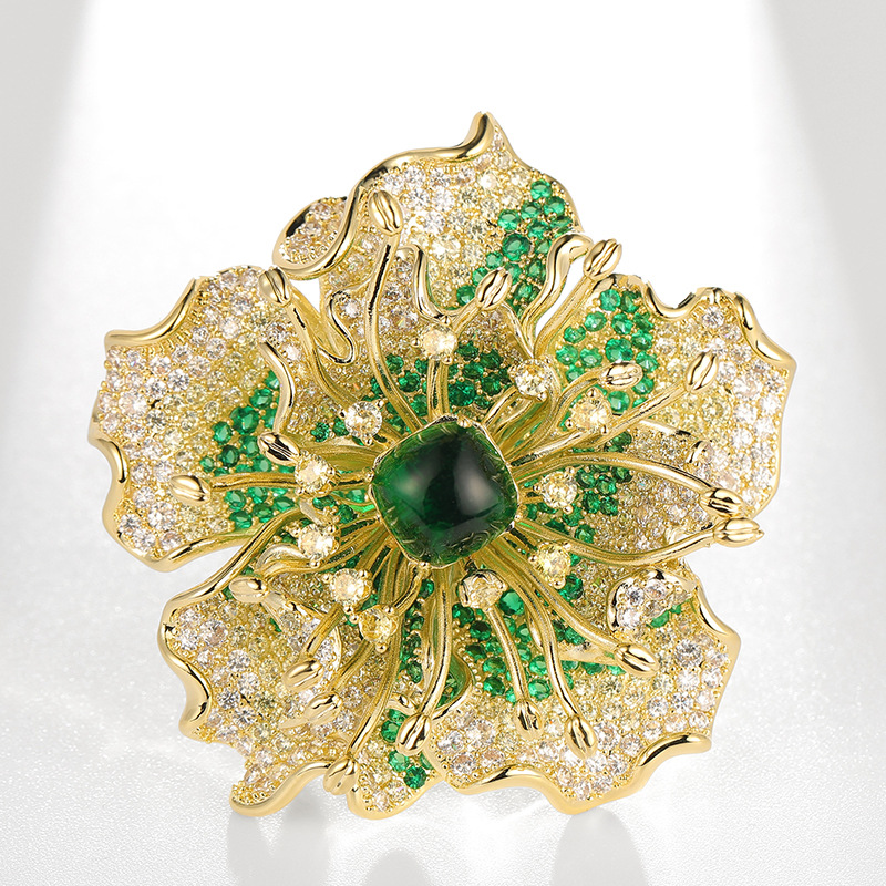Heavy Industry Design Big Flower Brooch Original Court Style Flower Pin_voghion.com