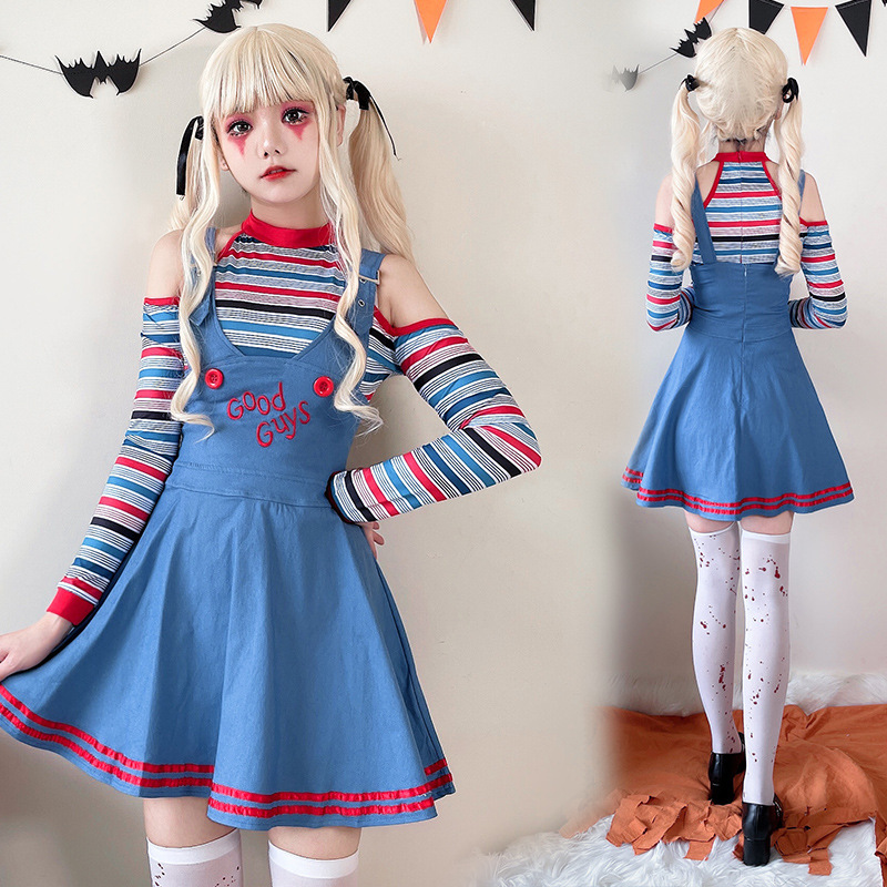 Transfronterizos Halloween Revival Doll Cosplay Show Disfraces Carnaval Fantasmas Horror Clown Doll Dress