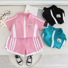 女宝宝休闲运动装薄款短袖两件套2025夏季新款小女孩洋气薄款潮服