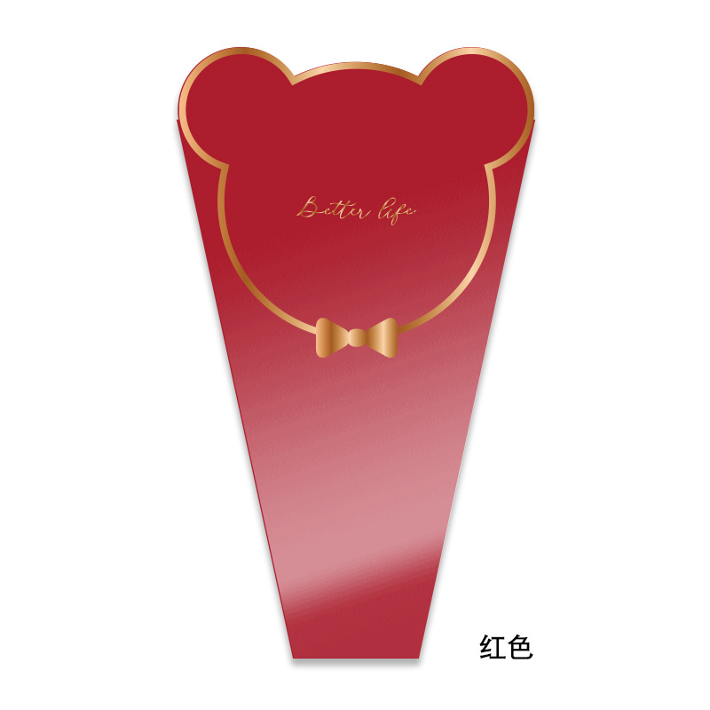 Huaxi Teddy Bear bolsas de papel de embalaje de flores impermeable cartón de dibujos animados bolsas de flores DIY material floral al por mayor