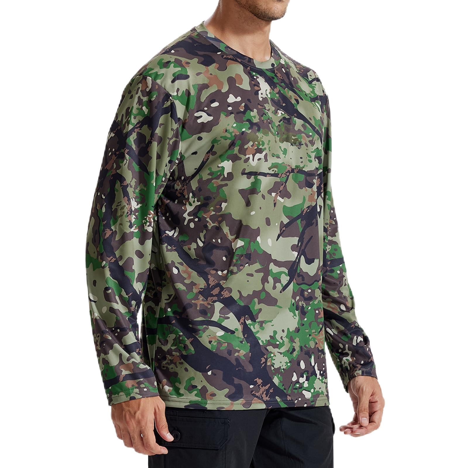 Sunscreen Ice Feeling Plaid Breathable Bionic Camouflage Hunting Fishing Shirt Long Sleeve Outdoor Crewneck Sweatshirts Camo T-Shirt