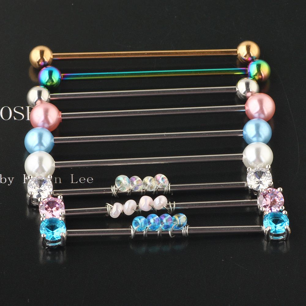 Stainless Steel Industrial Barbell Earring Set Long Rod Stud Earrings Bridge Earrings detail image 7