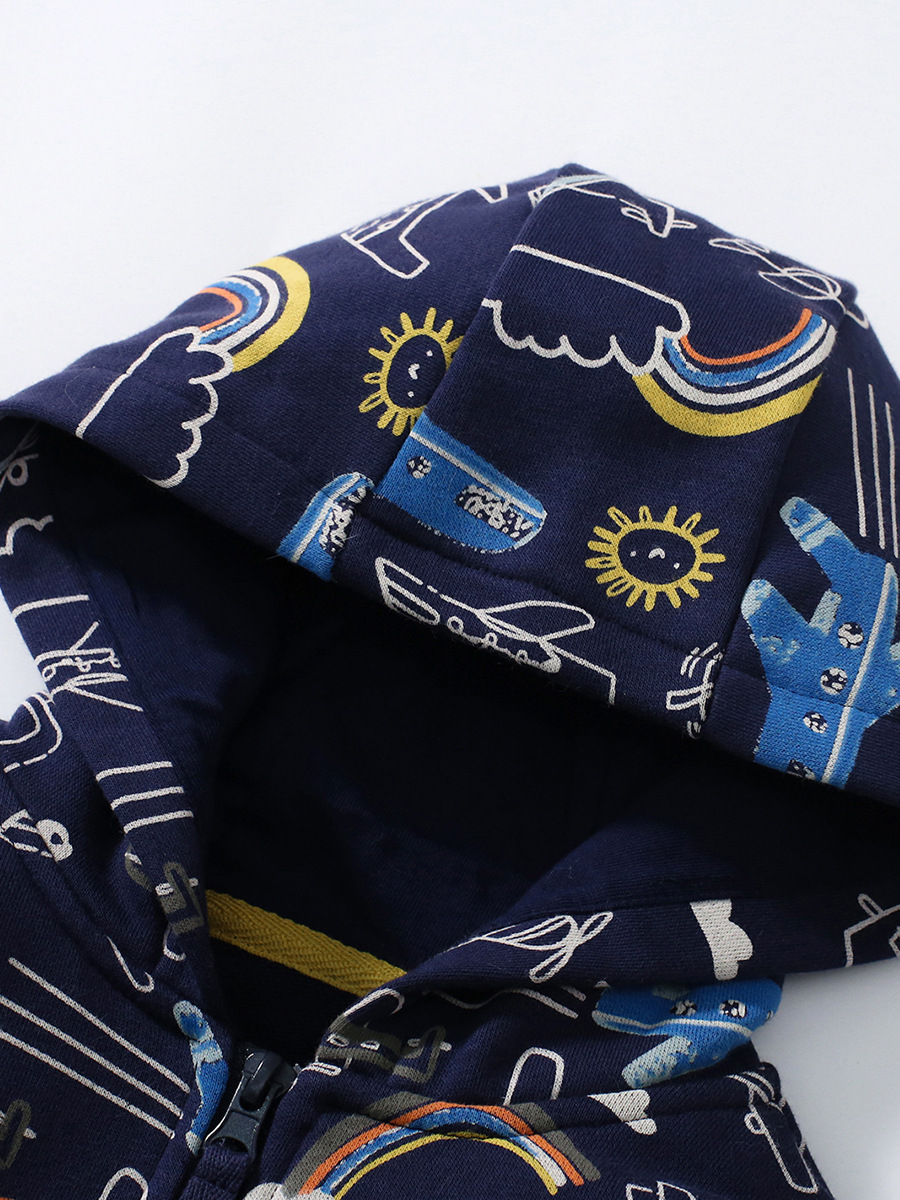 Pequeño Maven niños abrigo otoño niños abrigo estilo europeo y americano cremallera Camisa con capucha dibujos animados niños abrigo