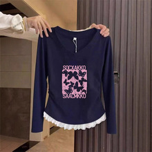 韩系漂亮v领掐腰上衣女2025秋冬新款独特巨好看修身显瘦长袖t恤衫