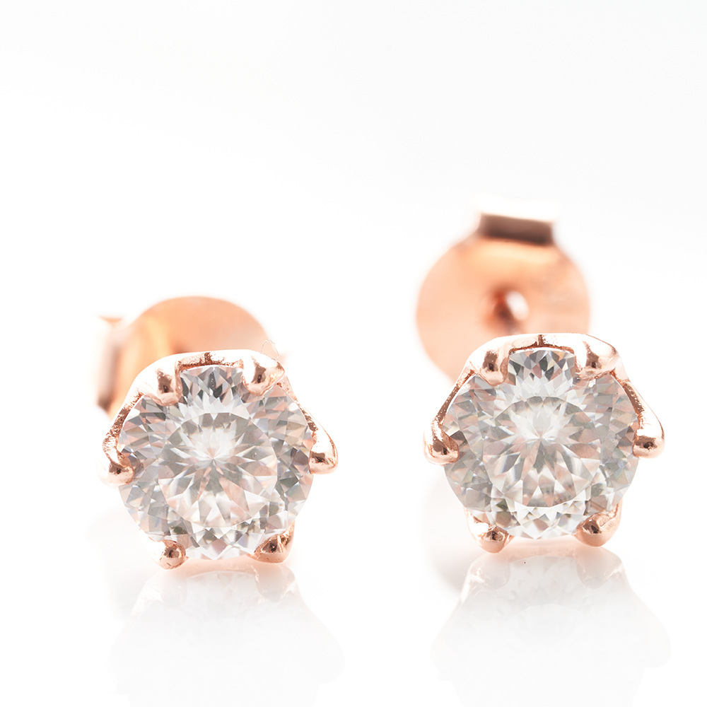 Collar de orejetos de oro rosa set de explosión TK en vivo venta caliente de plata esterlina 1 quilate de piedra moissan