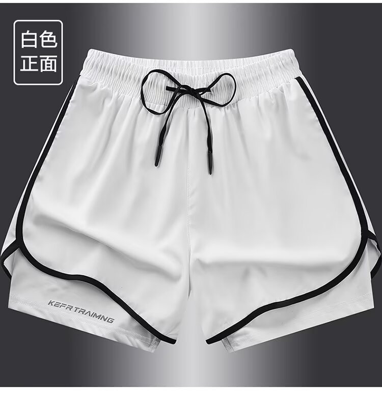 Pantalones cortos deportivos de alta calidad para hombres, dos piezas de hielo secado rápido, forro de hielo, entrenamiento de entrenamiento de ocio, pantalones de baloncesto