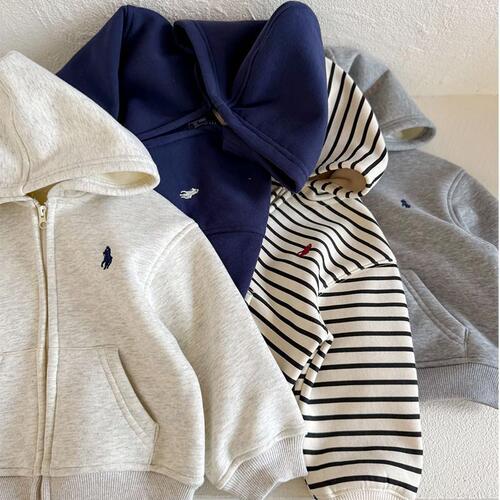 Children's Fleece Jacket for Boys and Girls, Thick Leisure Zip-Up Sweatshirt, Warm Top, Fleece Sweatshirt, Baby Hooded Jacket