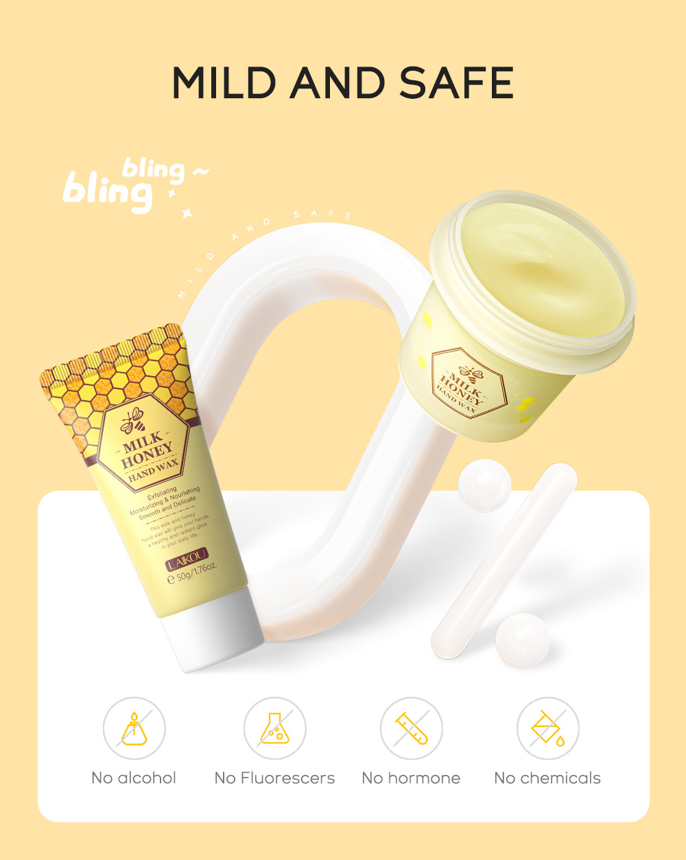 Cross-border English version LAIKOU Honey Milk Hand Wax 120g Hand Mask Moisturizing, hydrating and hydrating Autumn and winter manufacturer in stock undefined
