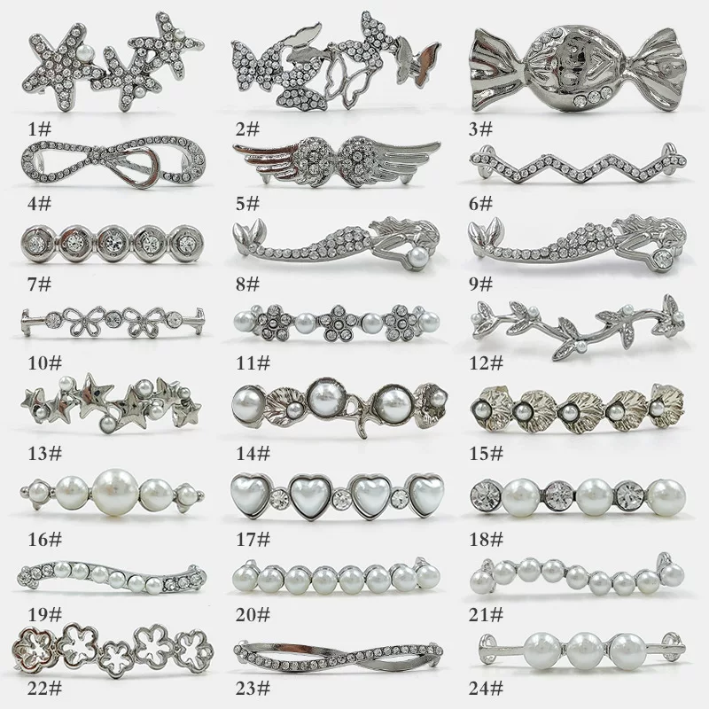 White shoes, metal cloth footwear buckle from pearl, shoelace buckle, sneakers