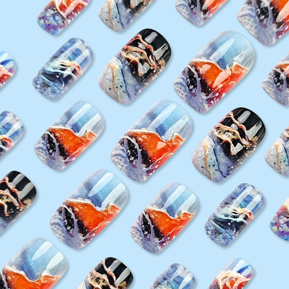 3D estereoscopic relieve manicure parche de uñas teñido colorido gradiente de alto nivel de venta europea y americana de estilo de uña