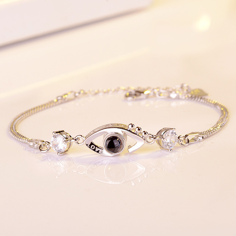 Devil's Eye bracelet Internet celebrity TikTok same style 100 languages I love you memory bracelet female Valentine's Day gift