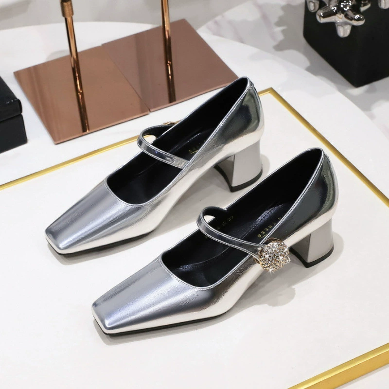 Европейская и американская банкетная женская обувь металлическая пряжка с бриллиантами