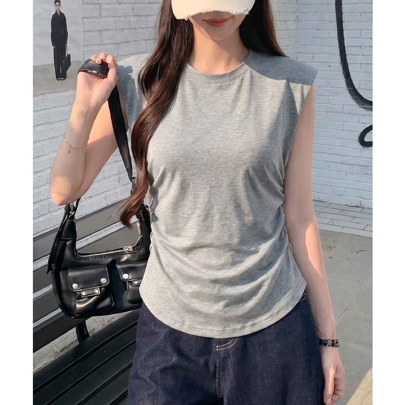 Ai Real-Price Short-Sleeve T-Shirt for Women, Spring 2026 New Design, Waist-Cinching Ruched Sleeveless Cropped Top for Women Ai Real-Price Short-Sleeve T-Shirt for Women, Spring 2026 New Design, Waist-Cinching Ruched Sleeveless Cropped Top for Women