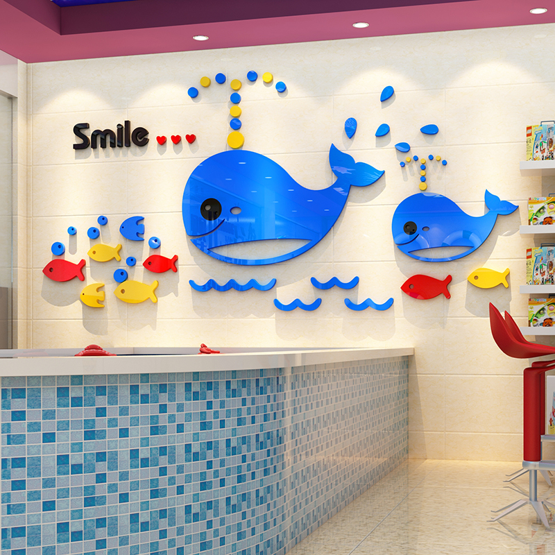 Little whale acrylic 3D three-dimensional wall stickers baby…