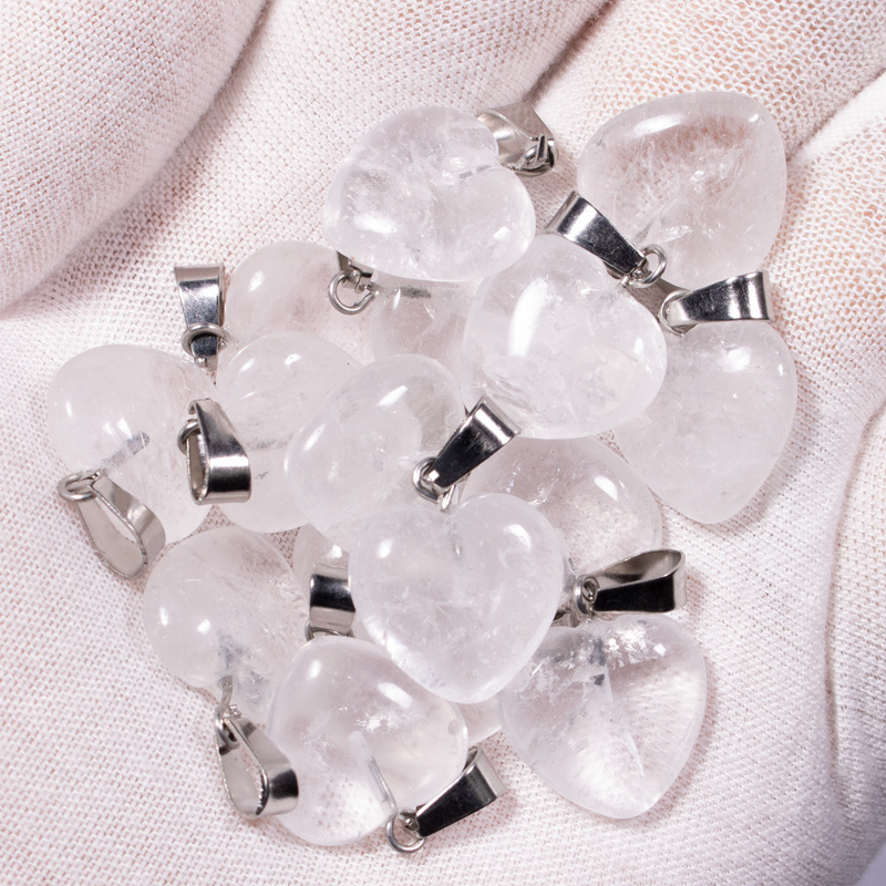 Transfronterizo Amazonas polvo de cristal caballo colgante 16mm pequeño corazón de melocotón regalo de día de San Valentín colgante de gemas naturales en forma de corazón