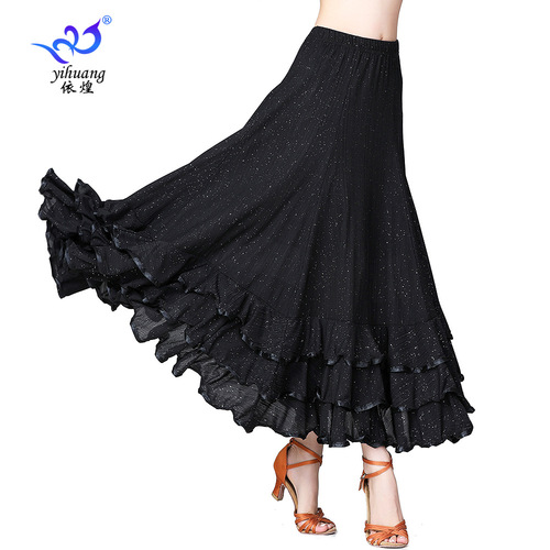 Red royal blue Modern ballroom dance skirt for women Dance practice skirt waltz tango Ballroom dancing sequined skirt