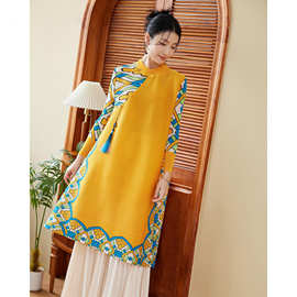 新中式连衣裙春季女装2024新款洋气大码复古改良旗袍裙中年妈妈装