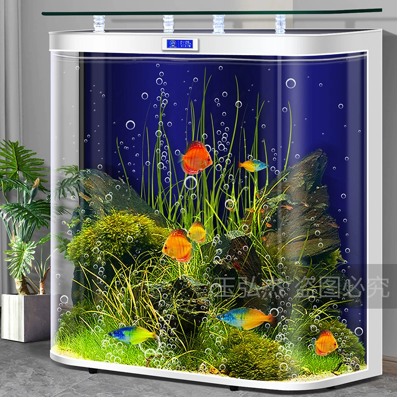 Новый аквариум гостиная большой задний фильтр беззаботный экологический аквариум бытовой маленький декоративный рыба специальная стеклянная банка
