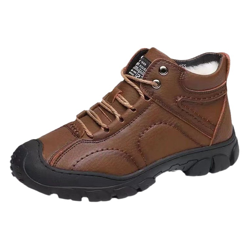 Zapatos de cuero cálidos de invierno forrados de lana gruesa casual zapatos de hombre deportes al aire libre botas de nieve zapatos de algodón de moda transfronteriza