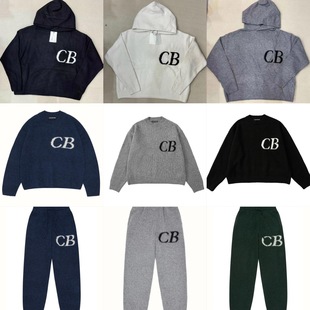 American Trendy Brand Normcore Letter Cb Jacquard Loose Hooded Pullover Knitwear High Street Men's Loose Woolen Knitwear
