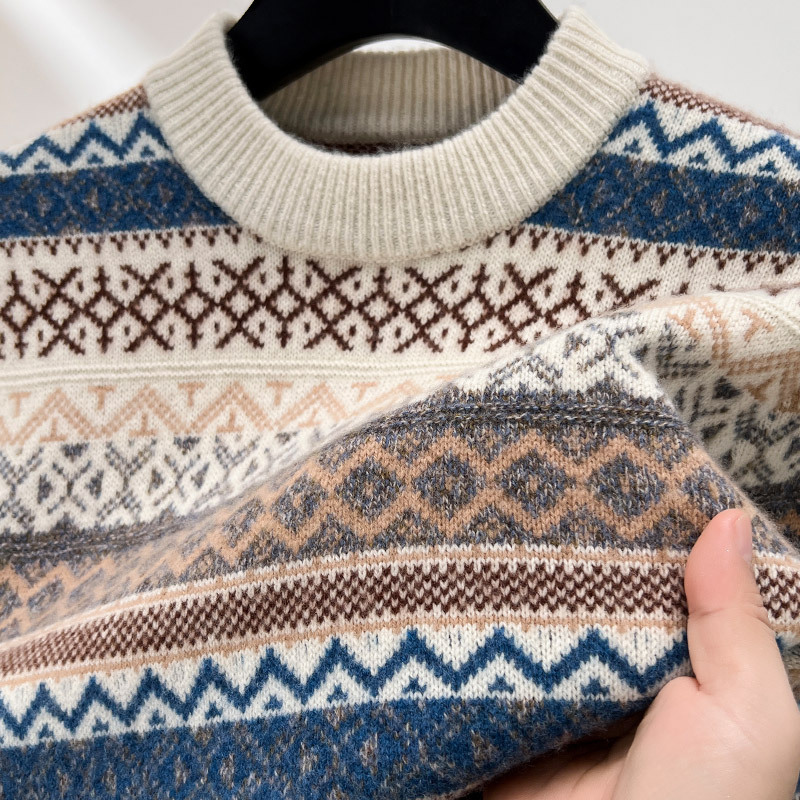 Outlet Clearance Cashmere Sweater Men's Knitwear Winter New High-End Thick Retro Young Men's Sweater Trendy