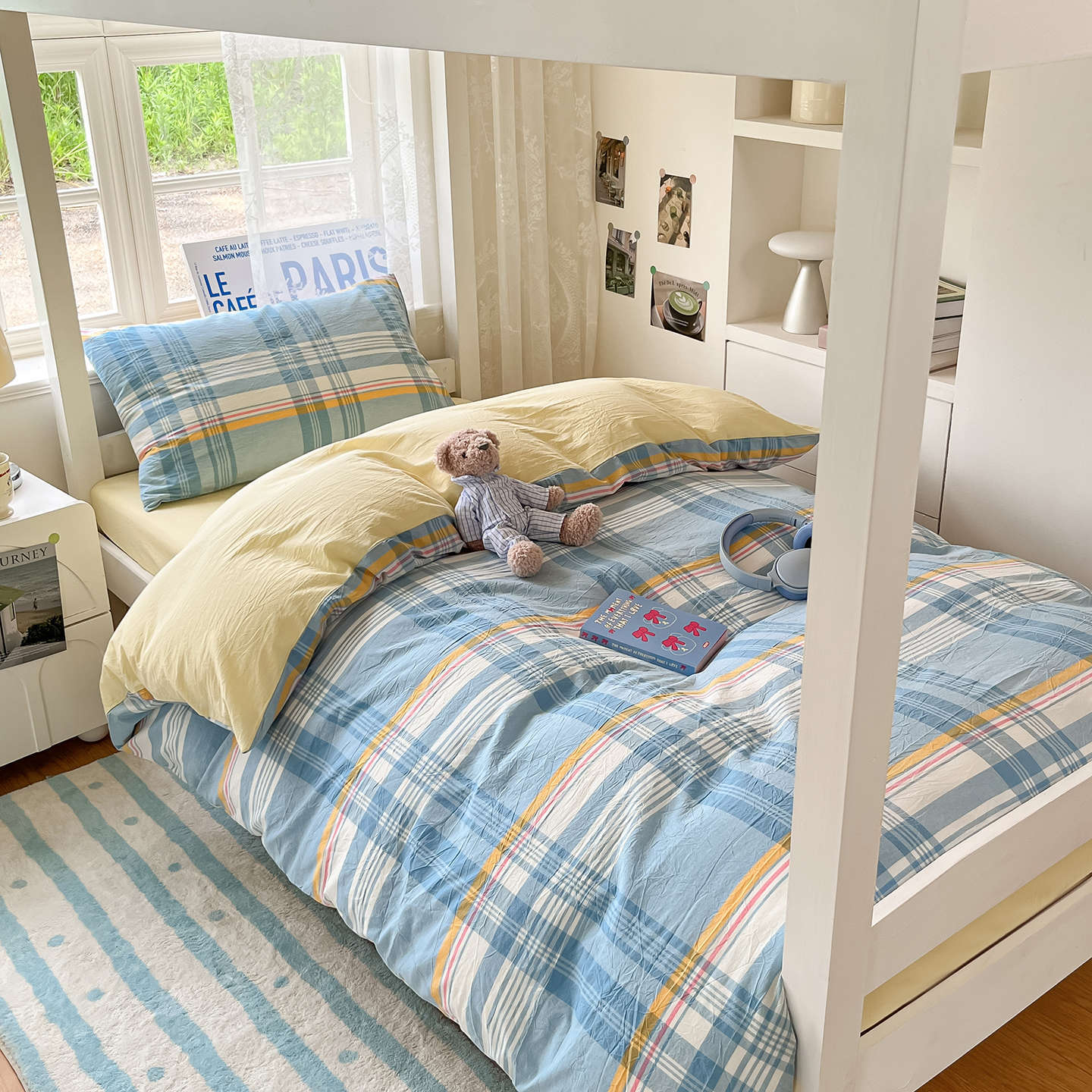 Ropa de cama de tres piezas de cama de dormitorio de algodón puro 1,5 m cama de algodón para estudiantes solteros cubierta de edredón 2025 nuevo estilo