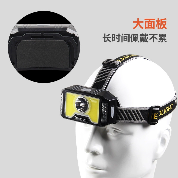 Новый Кросс -граница T6+COB яркий свет USB зарядка головной свет LED свет красный свет лента вспышка головной свет производитель прямые продажи