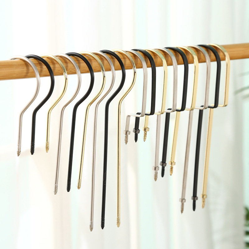Hanger Accessories Hook Clothing Store Solid Wood Plastic Pants Clip Pearl Nickel Thick Long Round Flat Hook Gold Universal Hook