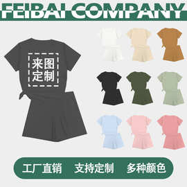 可定制夏季短袖短裤套装班服团建服 大幅数码印烫花工艺时尚